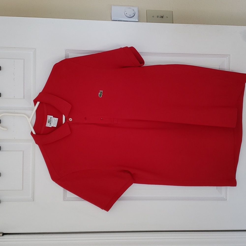 Mens Lacoste red polo shirt